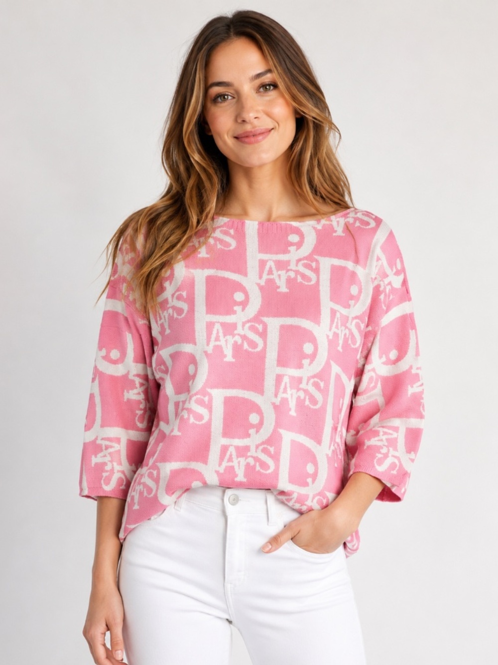 SM236 | Made in Italy Paris Print Lightweight Sweater